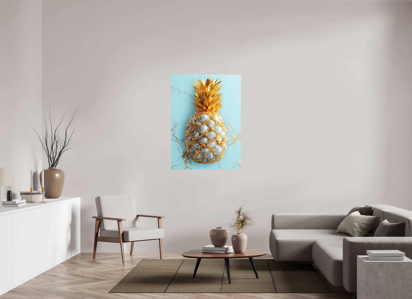 35 x 47.7″, Photo Print on Aluminum Backing Gold Pineapple