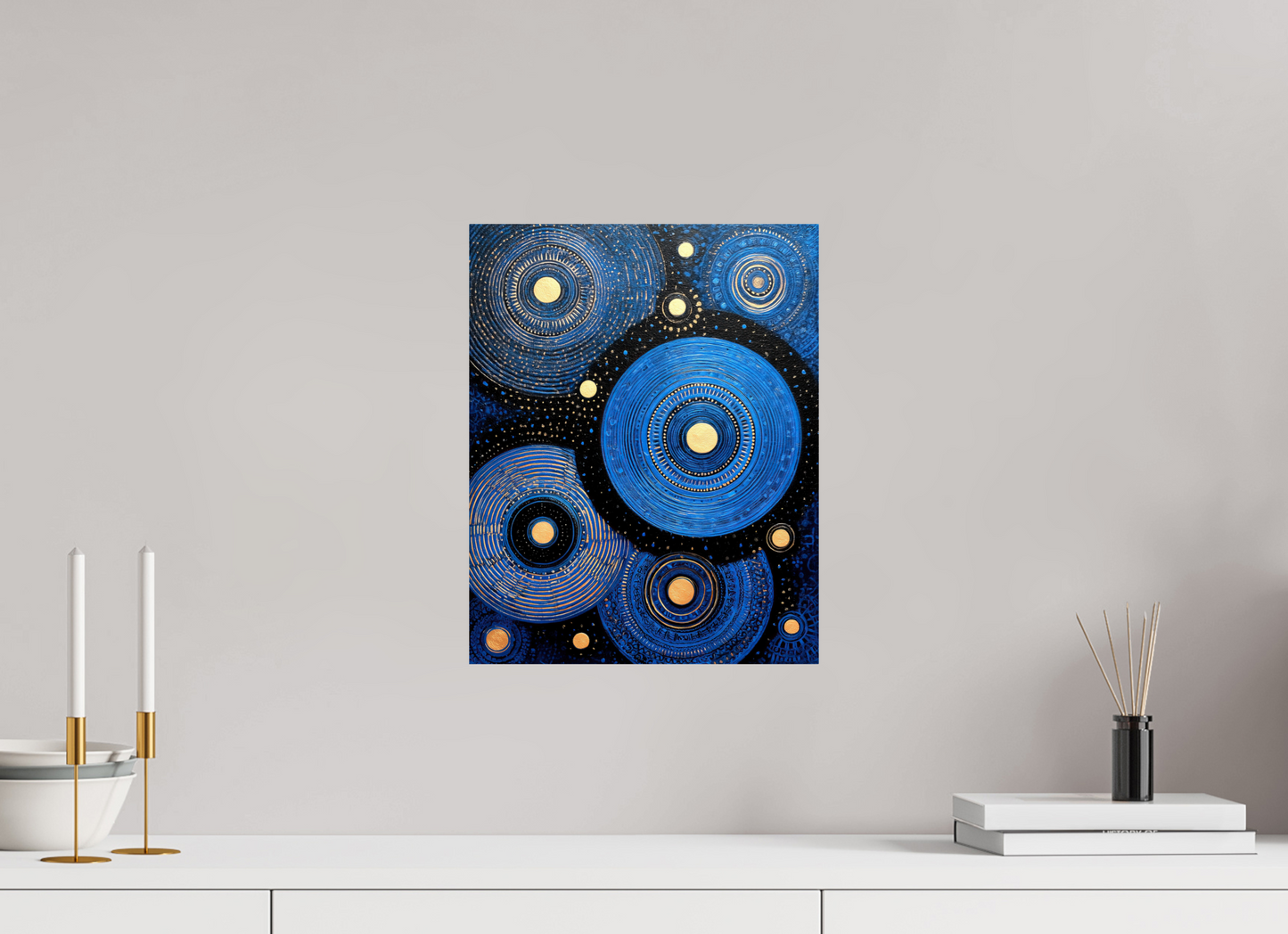 12 x 15.1″, Fine Art Print On Aluminum Dibond Blue Circles
