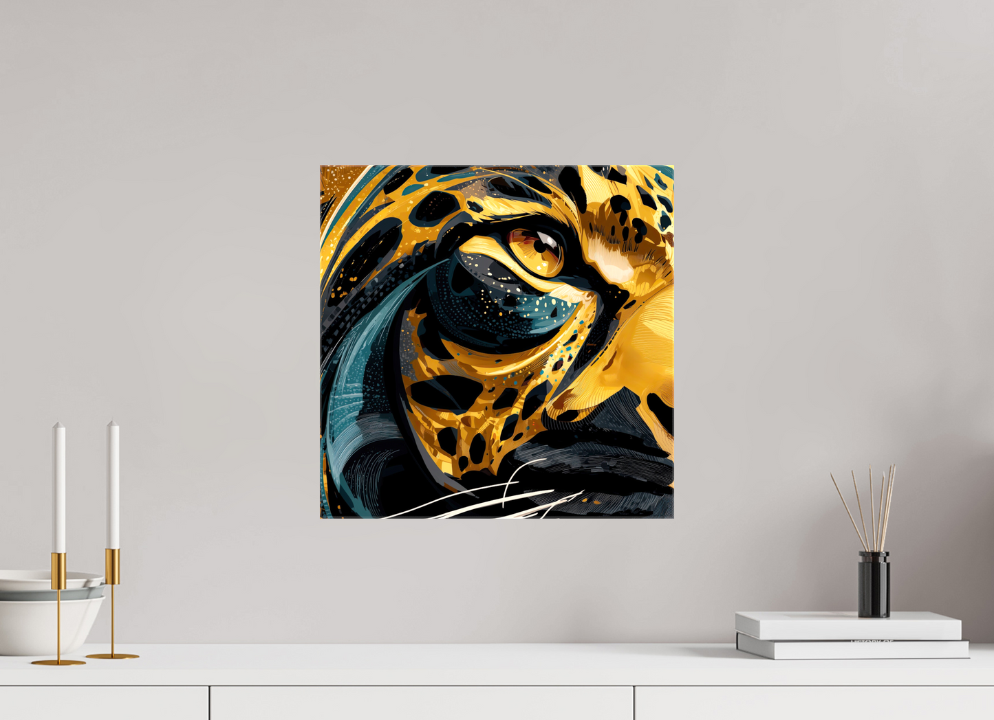 15 x 15″, Glossy Canvas Abstract Panther