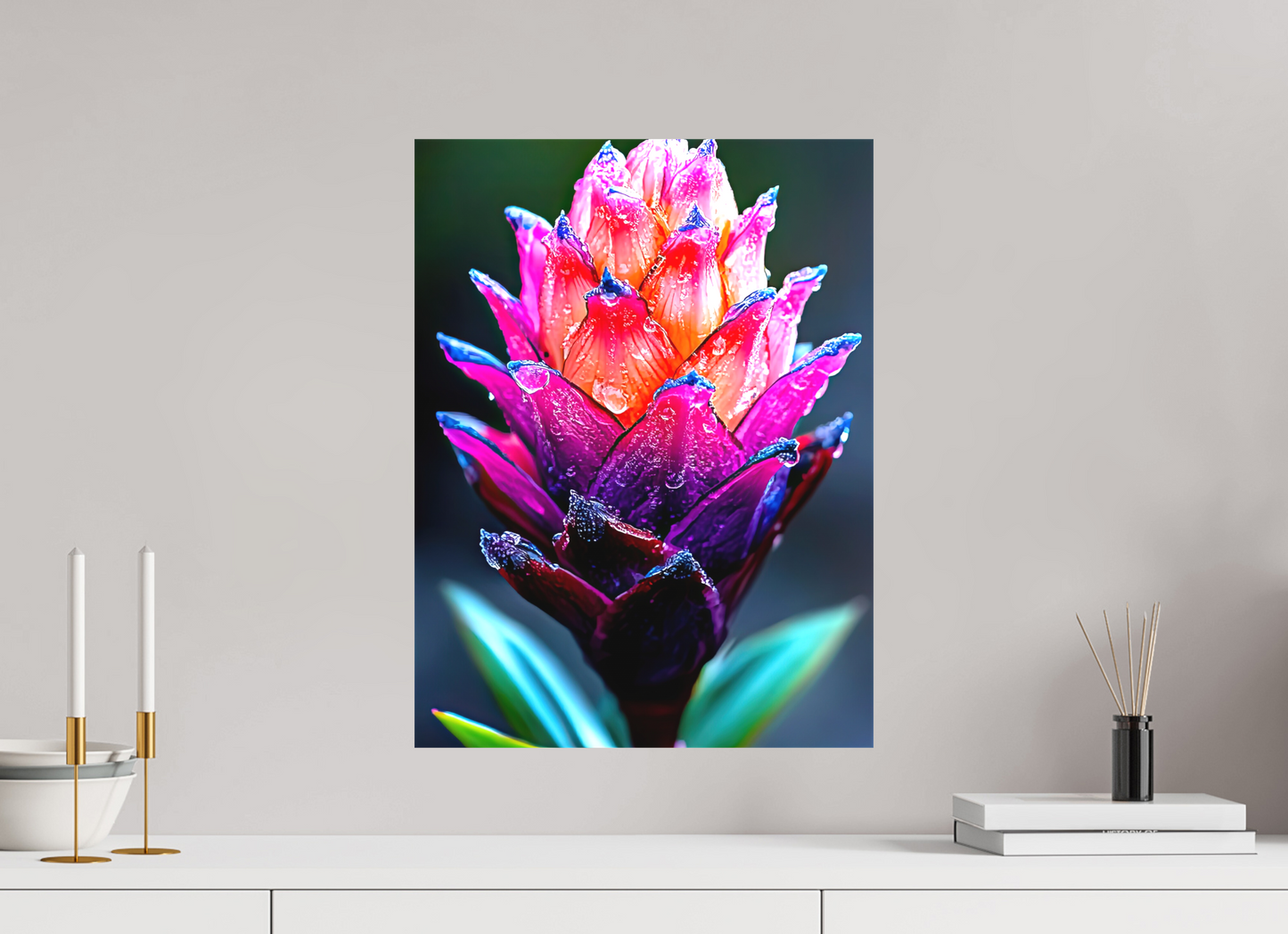 15 x 20″, Textile on Canvas Tropical Pinecone Flower
