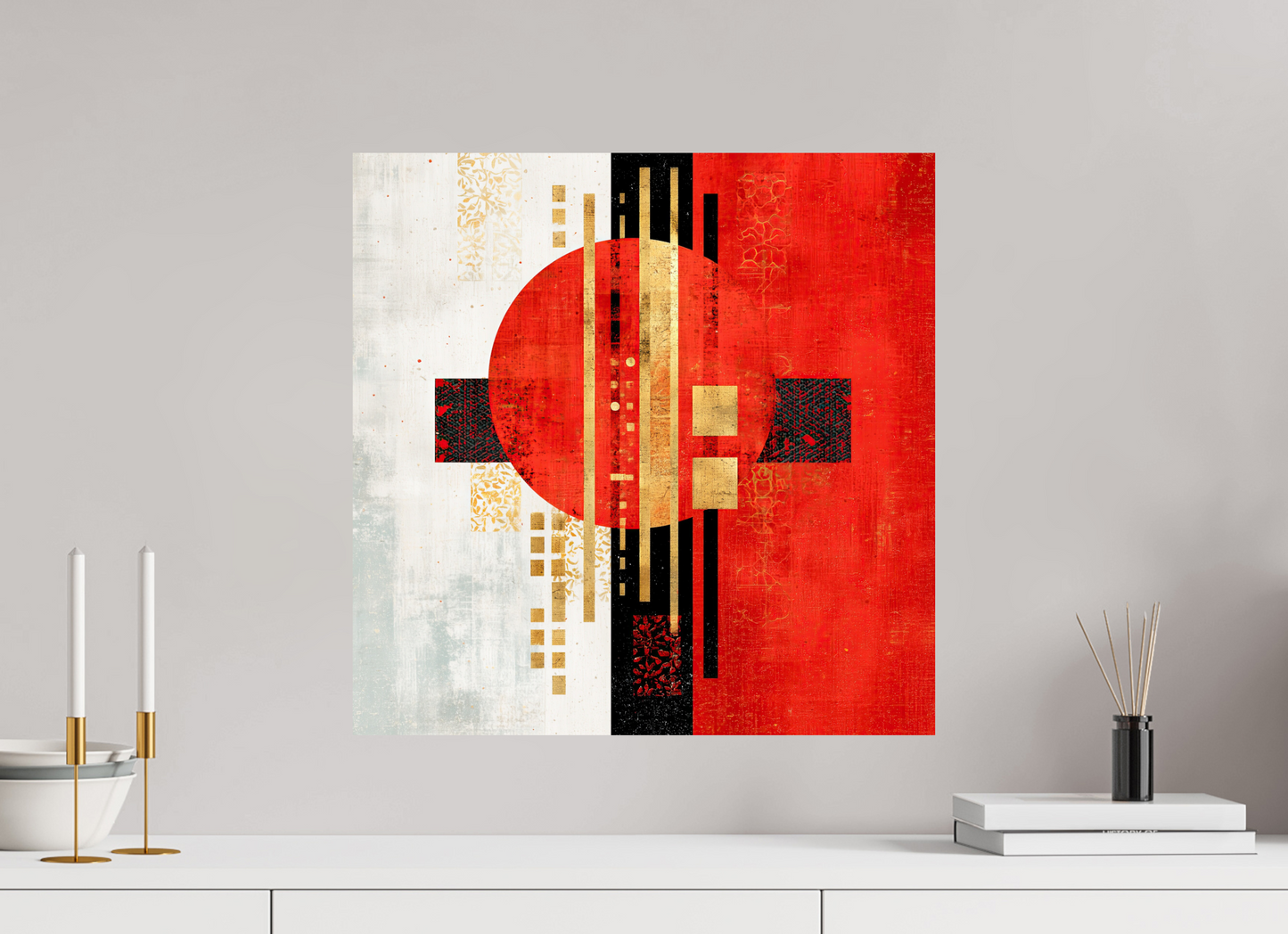 20 x 20″, Fine Art Print On Aluminum Dibond Abstract Rising Sun