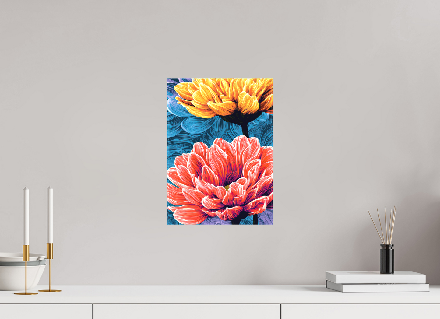 10 x 14″, Textile on Canvas Warm Flowers
