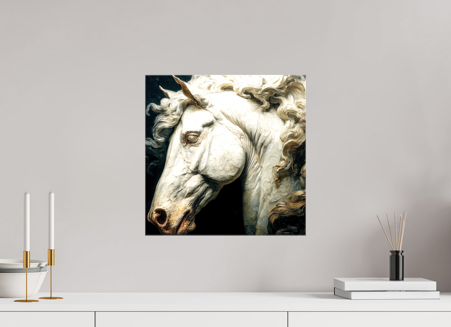 15 x 15″, Glossy Canvas Pale Horse