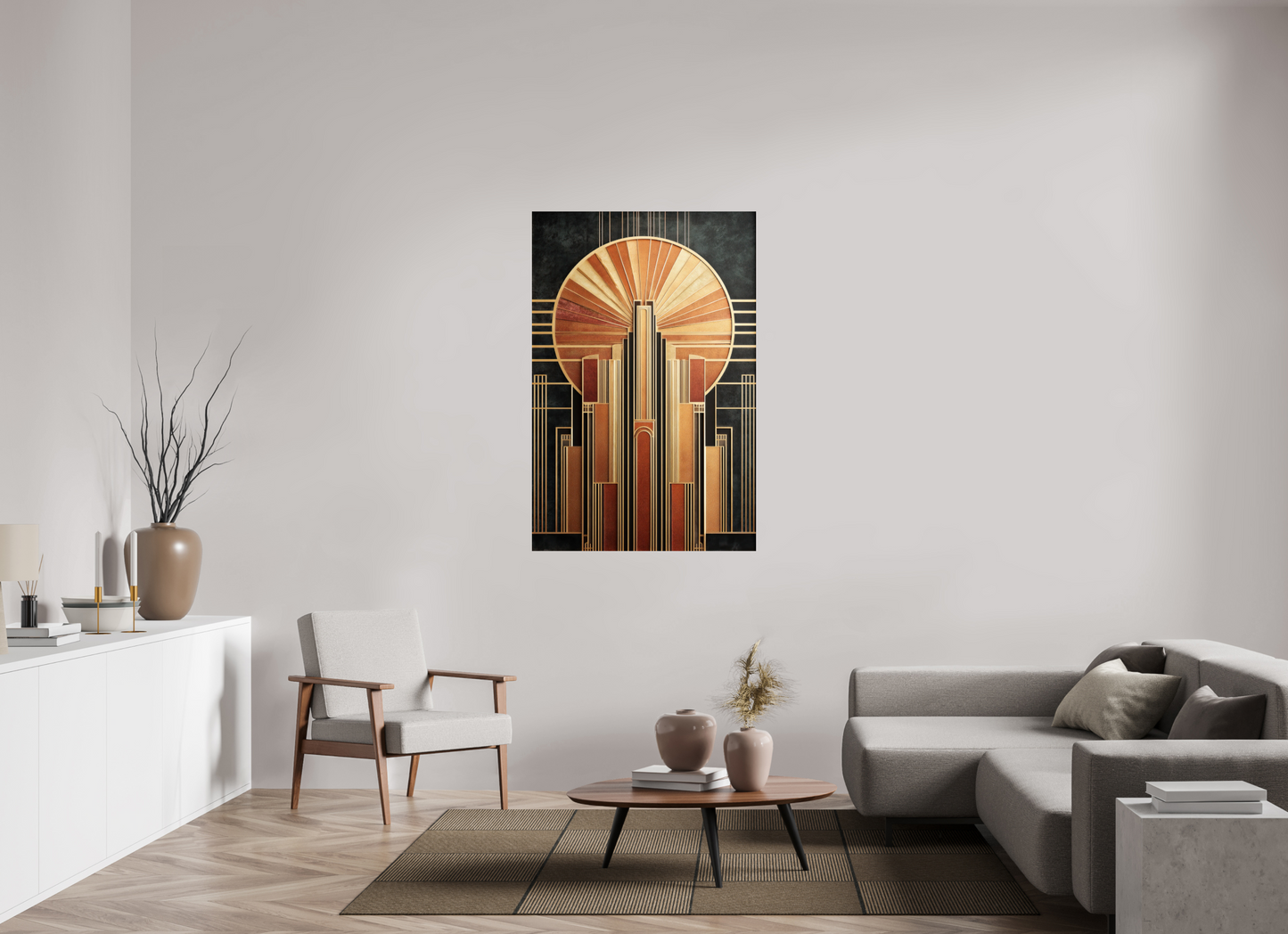 36 x 54.5″, Fine Art Print On Aluminum Dibond Art Deco City 2