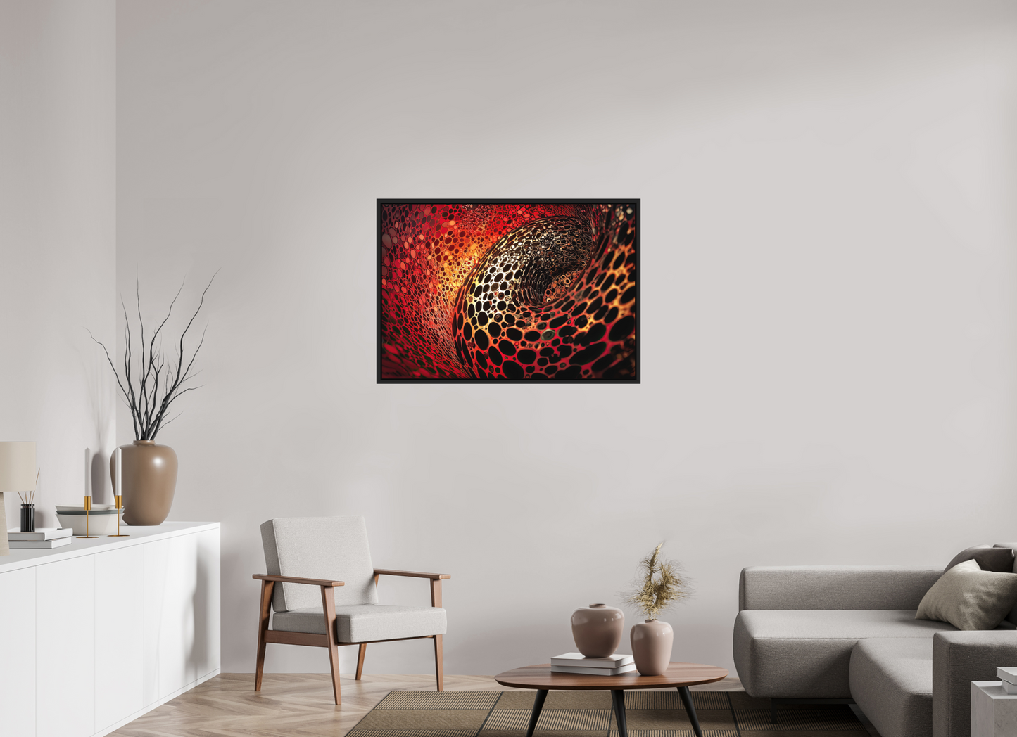 40.6 x 28″, Photo Print on Aluminum Backing with boarder Red Leopard
