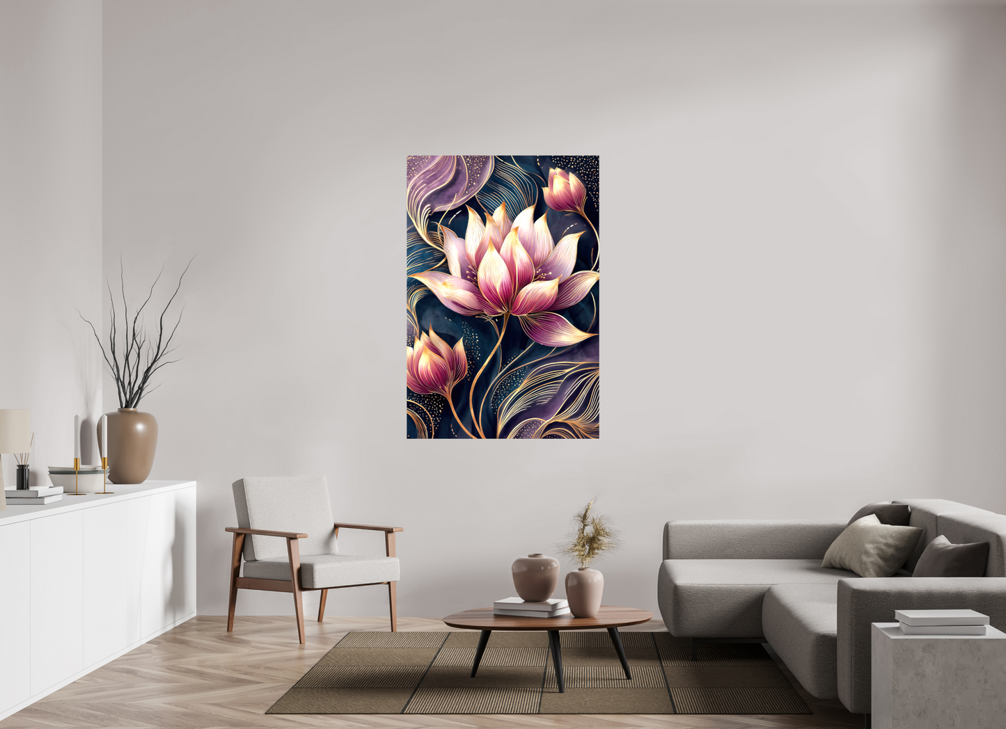 39 x 57.6″, Glossy Canvas Art Deco Purple Lotus