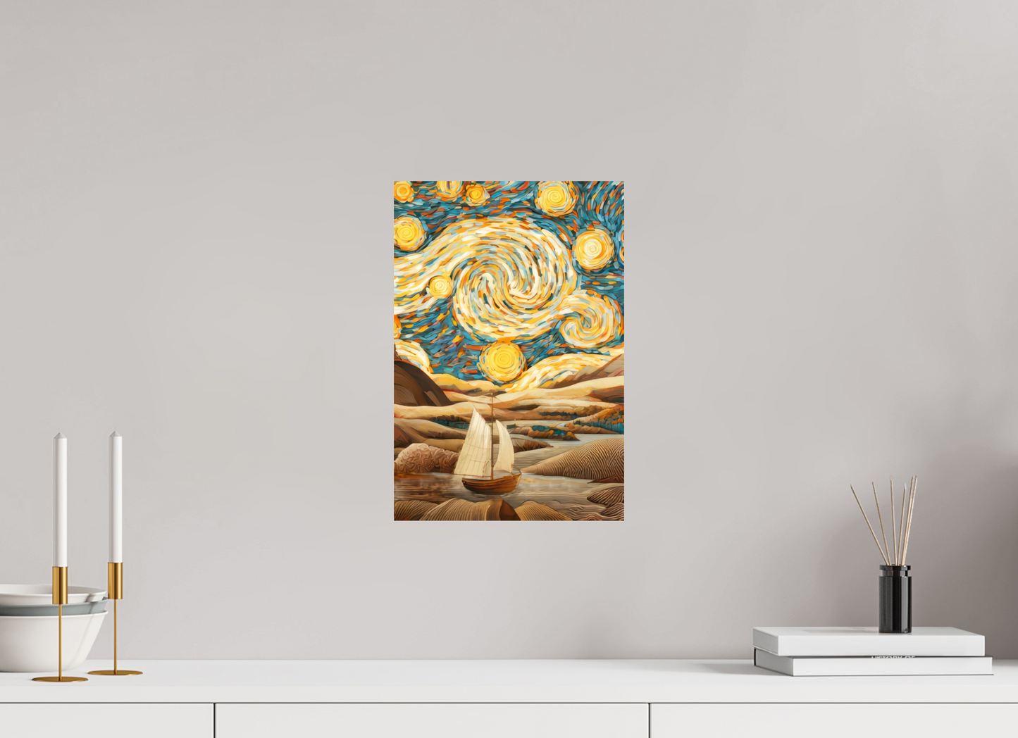 10 x 14.8″, Fine Art Print On Aluminum Dibond Starry Night Desert