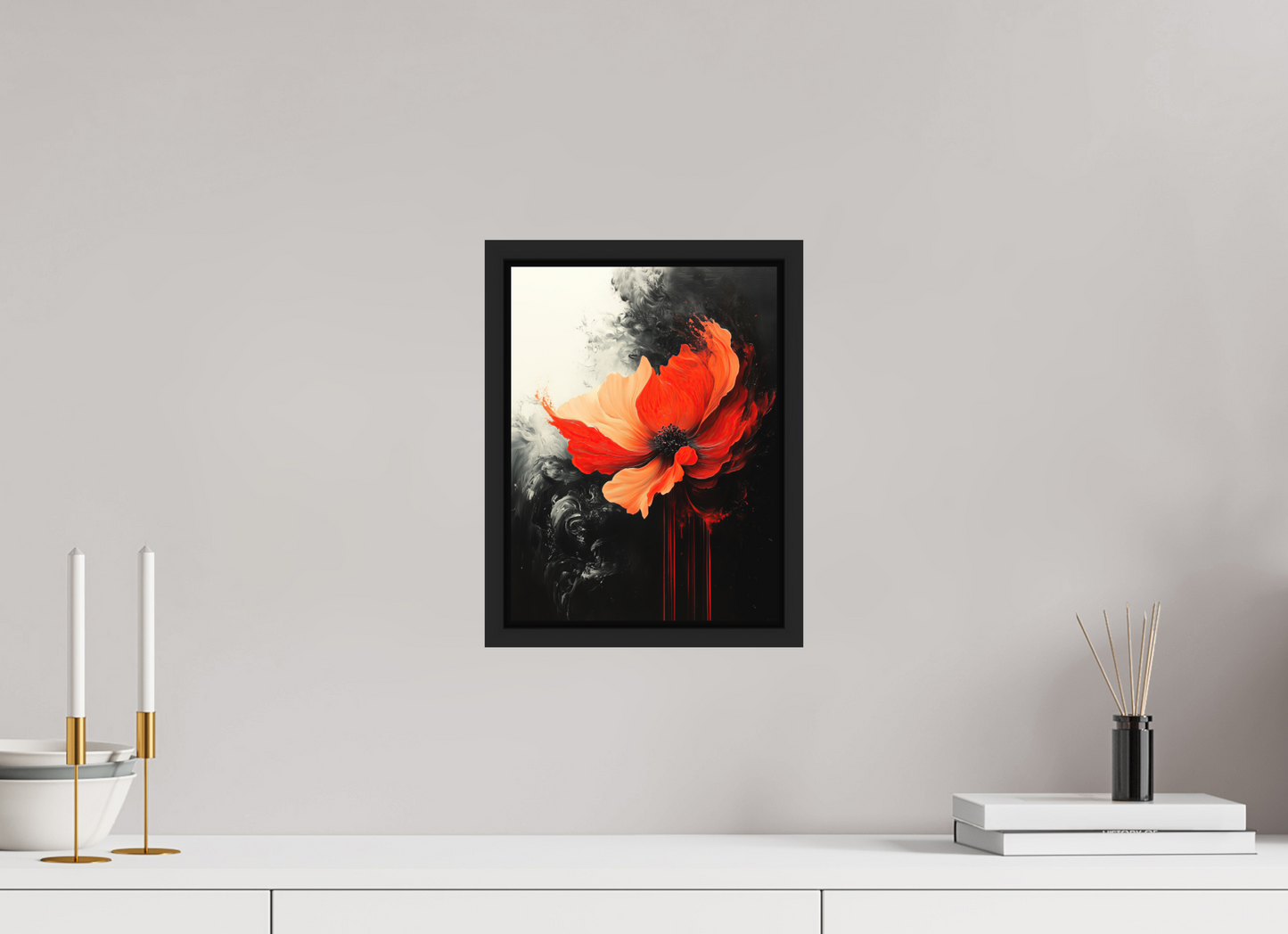 9 x 12″, Photo Print on Aluminum Backing with boarder Red Flower