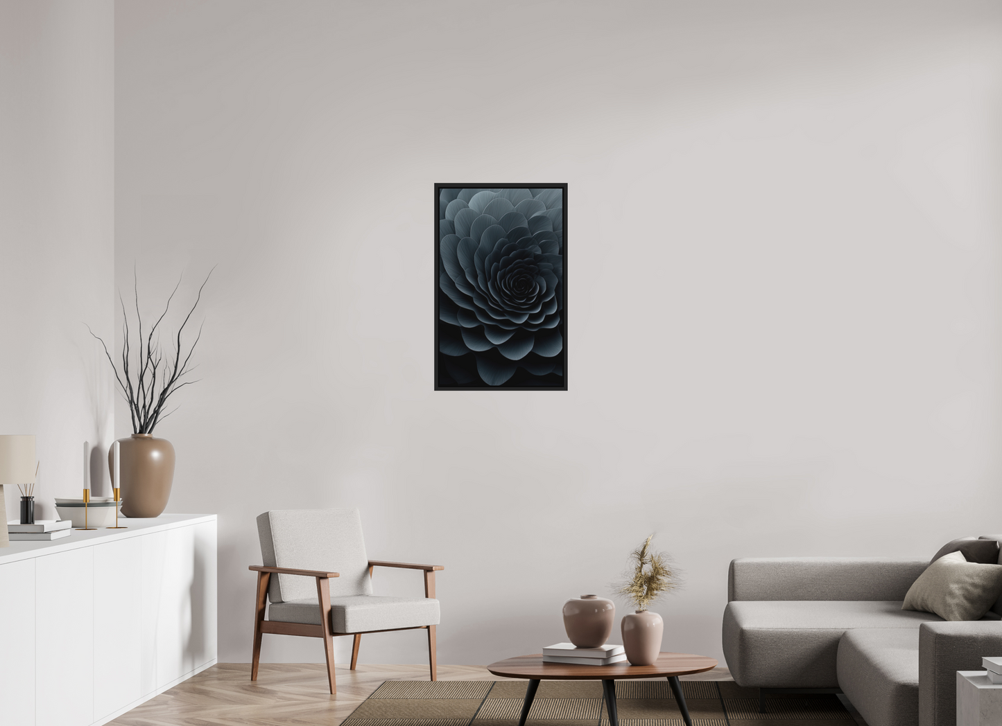 20 x 32.1″, Photo Print on Aluminum Backing with boarder Dark Flower