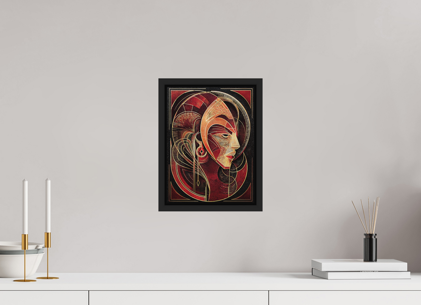 9 x 12″, Photo Print on Aluminum Backing with boarder Art Deco Face