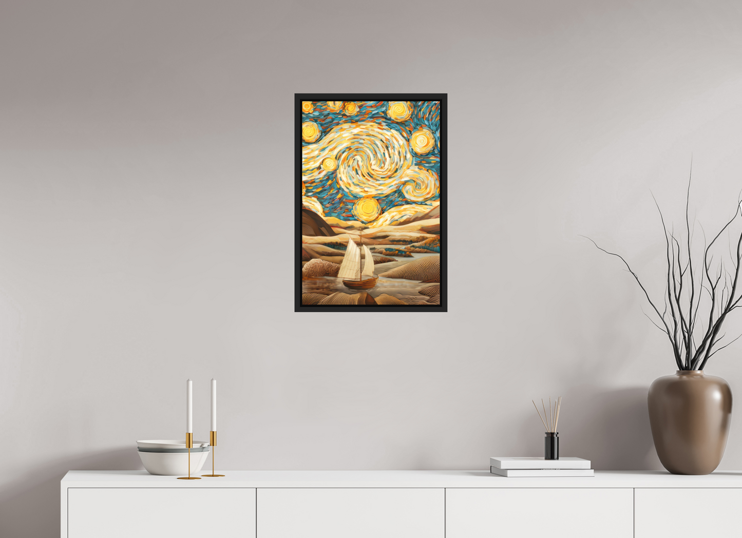 16 x 23.6″, Photo Print on Aluminum Backing with boarder Starry Night Desert