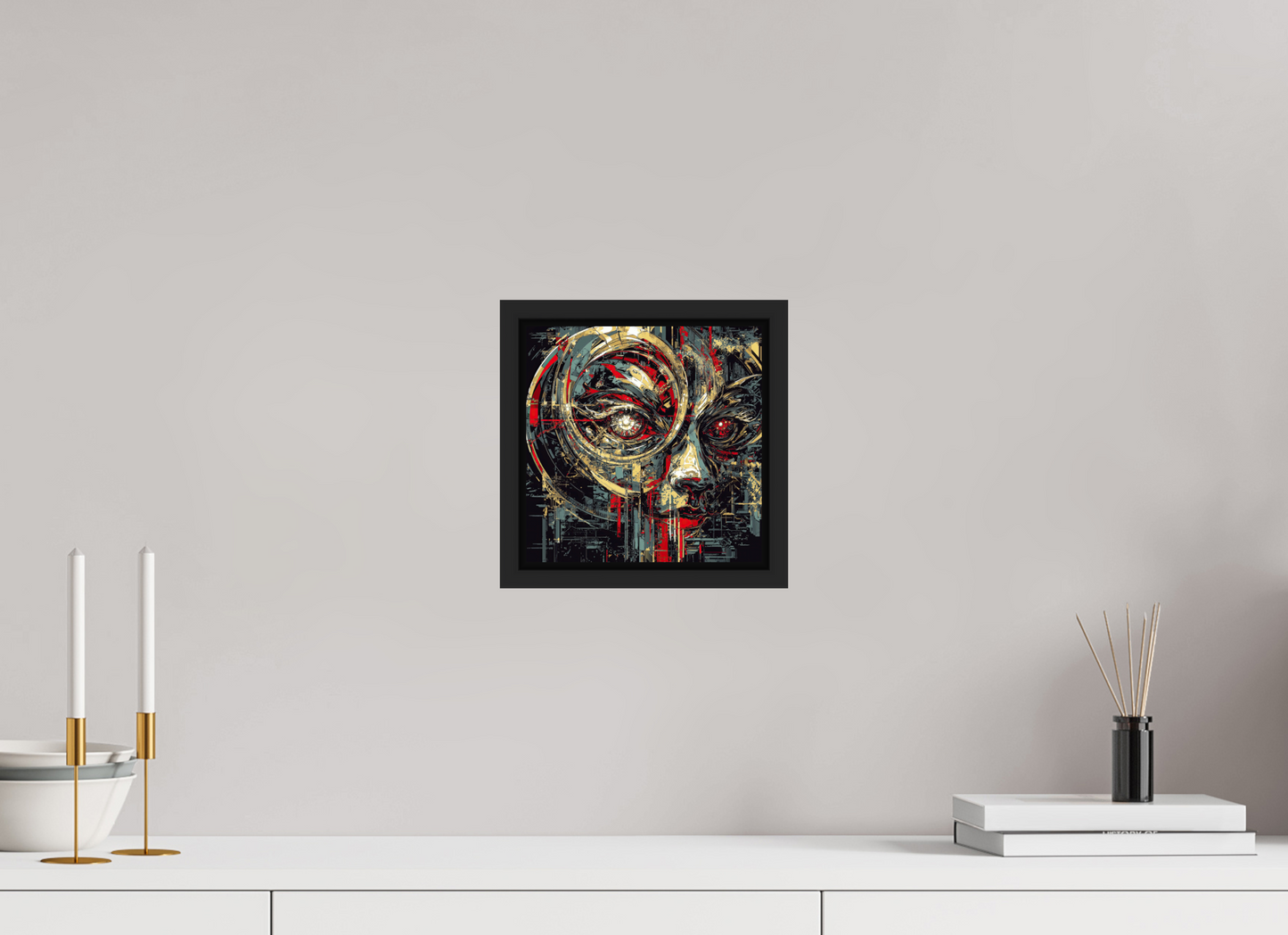 8 x 8″, Fine Art Print on Aluminum Dibond with Boarder Abstract Female Eye
