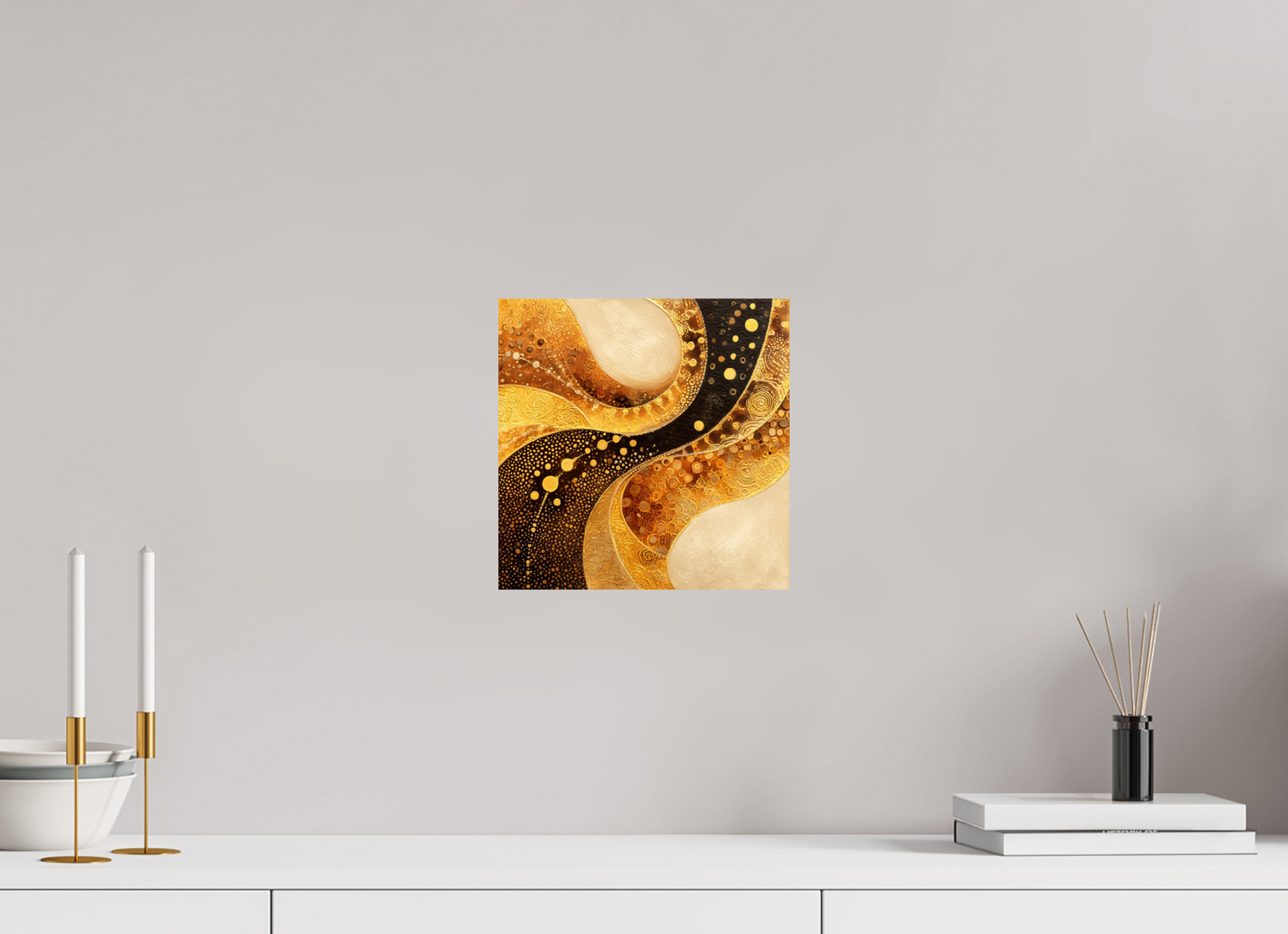 10 x 10″, Fine Art Print On Aluminum Dibond Gold Texture Swirl