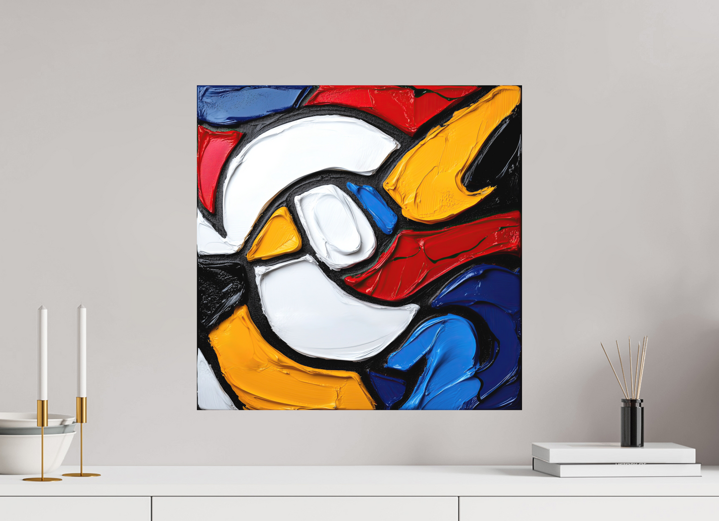 20 x 20″, Photo Print on Aluminum Backing Abstract Paint Bird