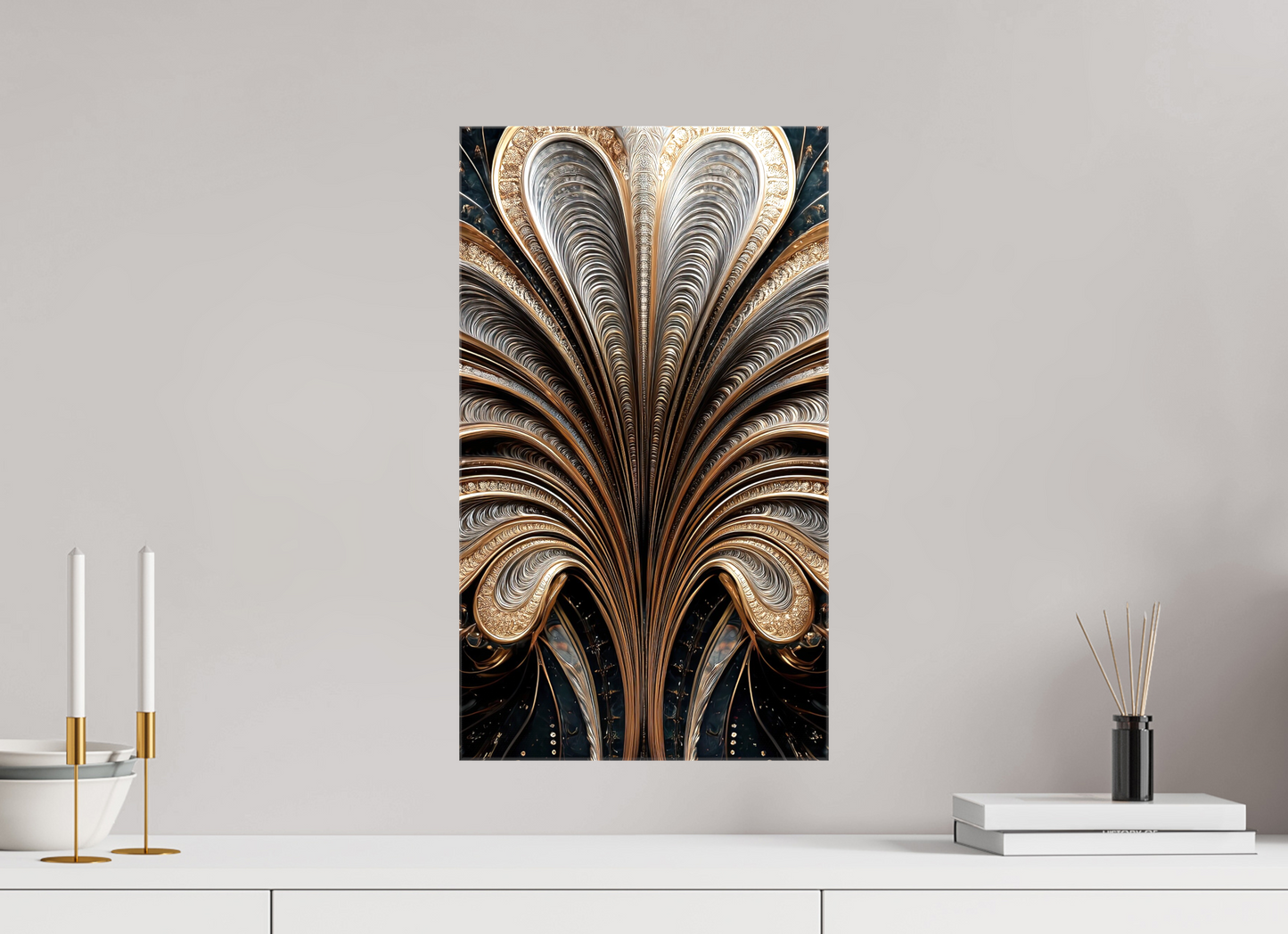 12 x 20.9″, Glossy Canvas Art Deco Abstract Flower 3