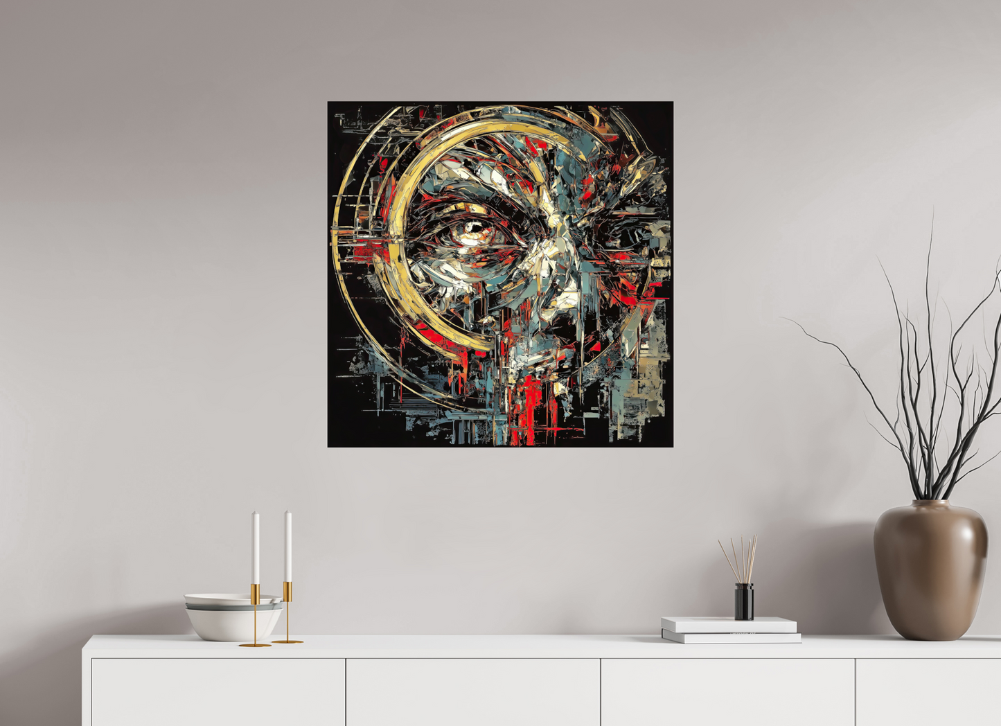 30 x 30″, Fine Art Print On Aluminum Dibond Abstract Male Eye
