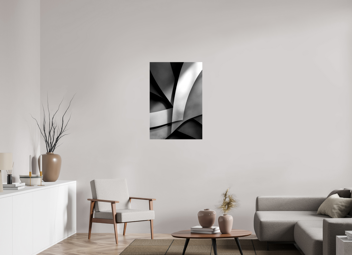 24 x 35.4″, Glossy Canvas Abstract B&W 3