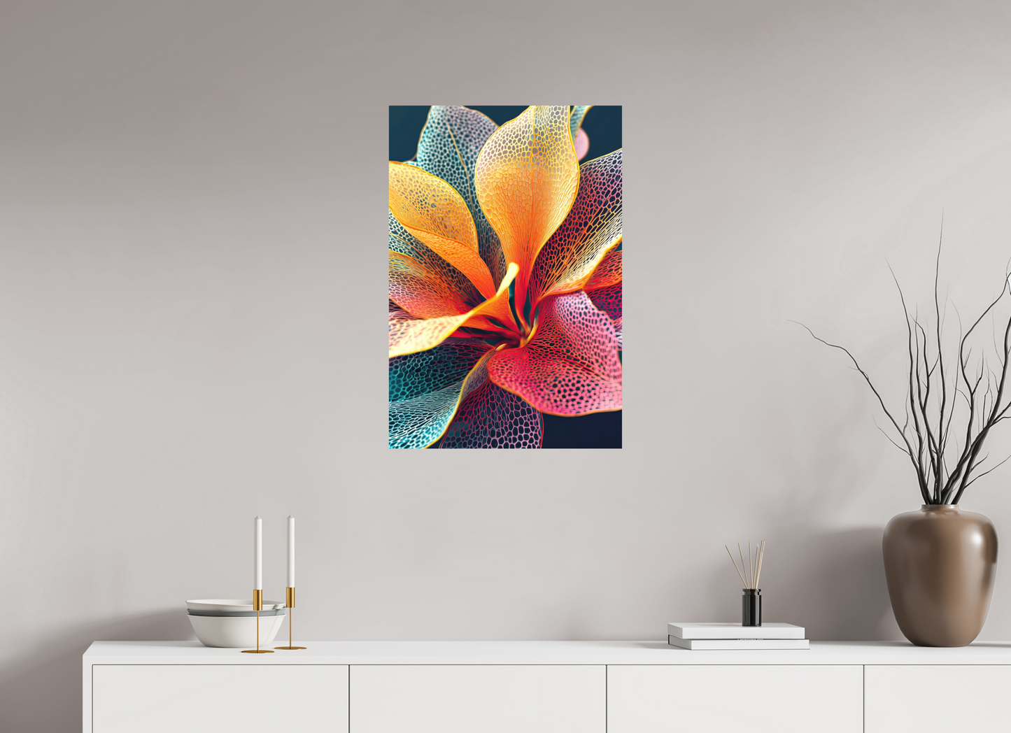 20 x 29.4″, Photo Print on Aluminum Backing Colorful Flower
