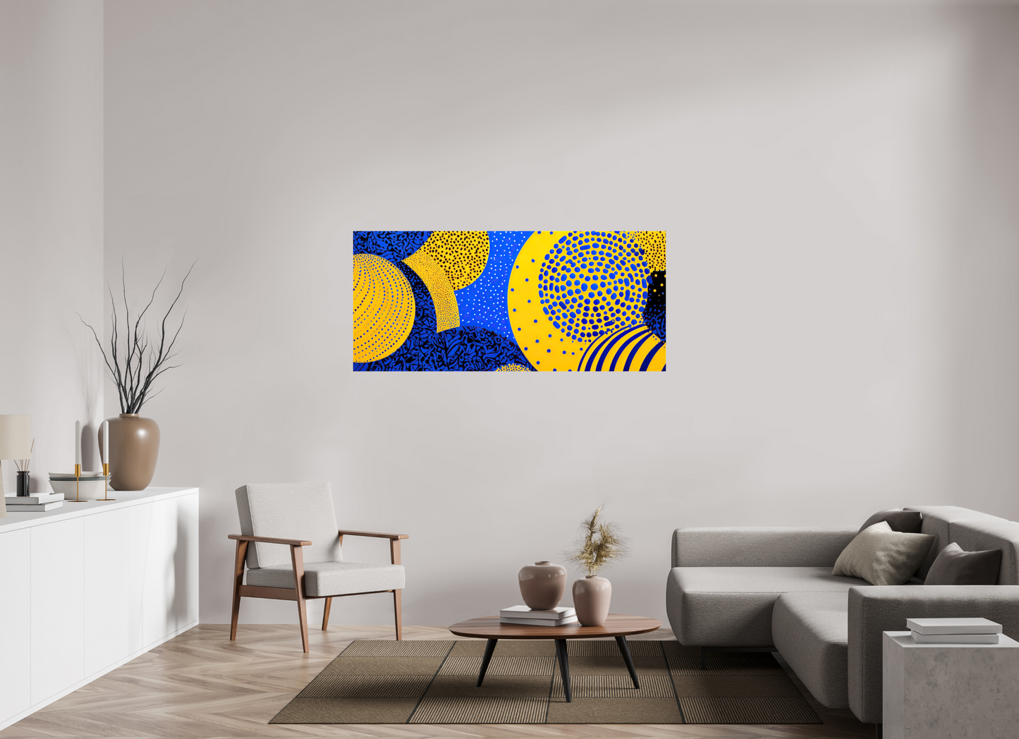 62.8 x 28″, Glossy Canvas Yellow & Blue 2