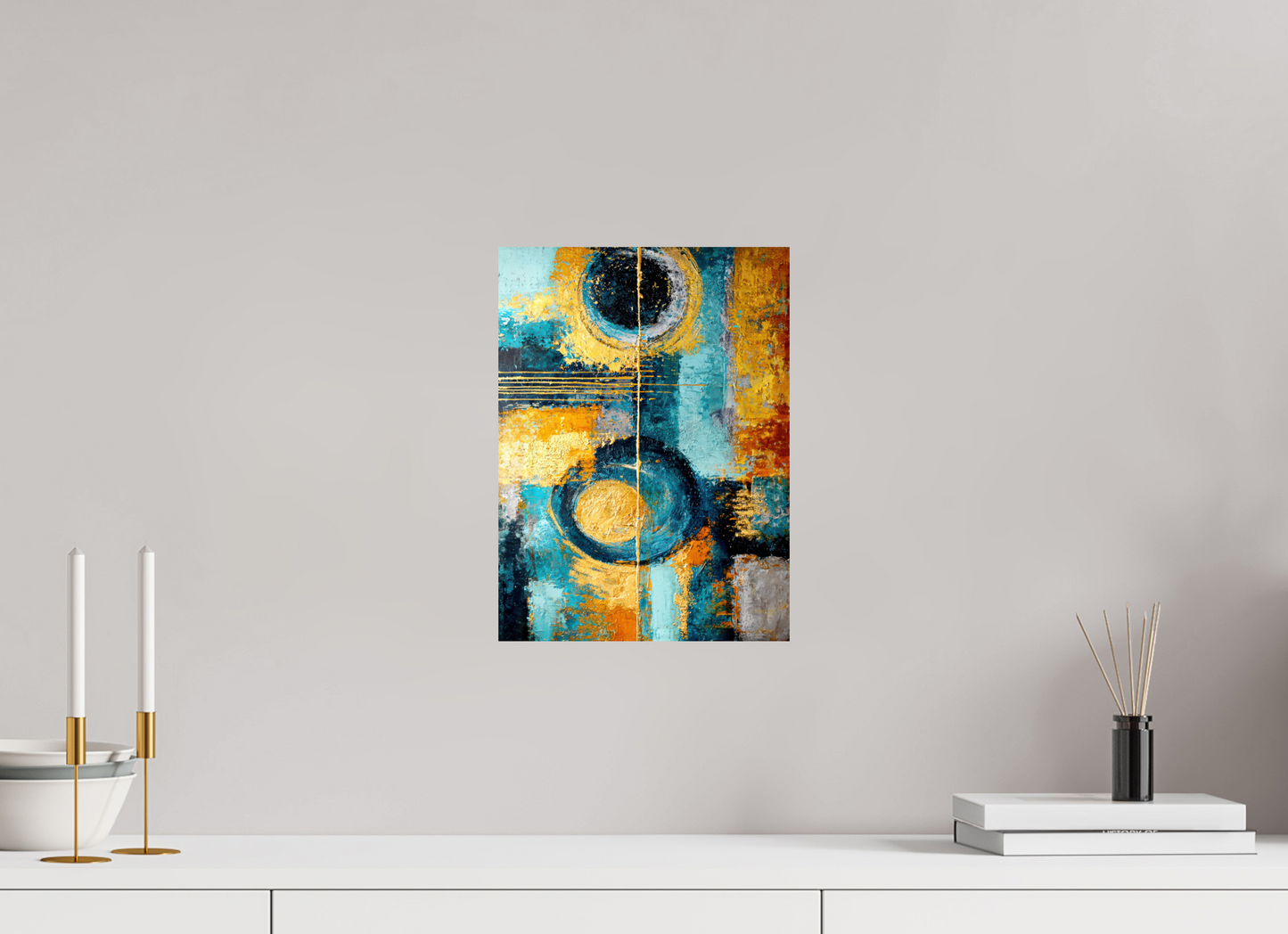 10 x 13.5″, Fine Art Print On Aluminum Dibond Abstract Gold Paint