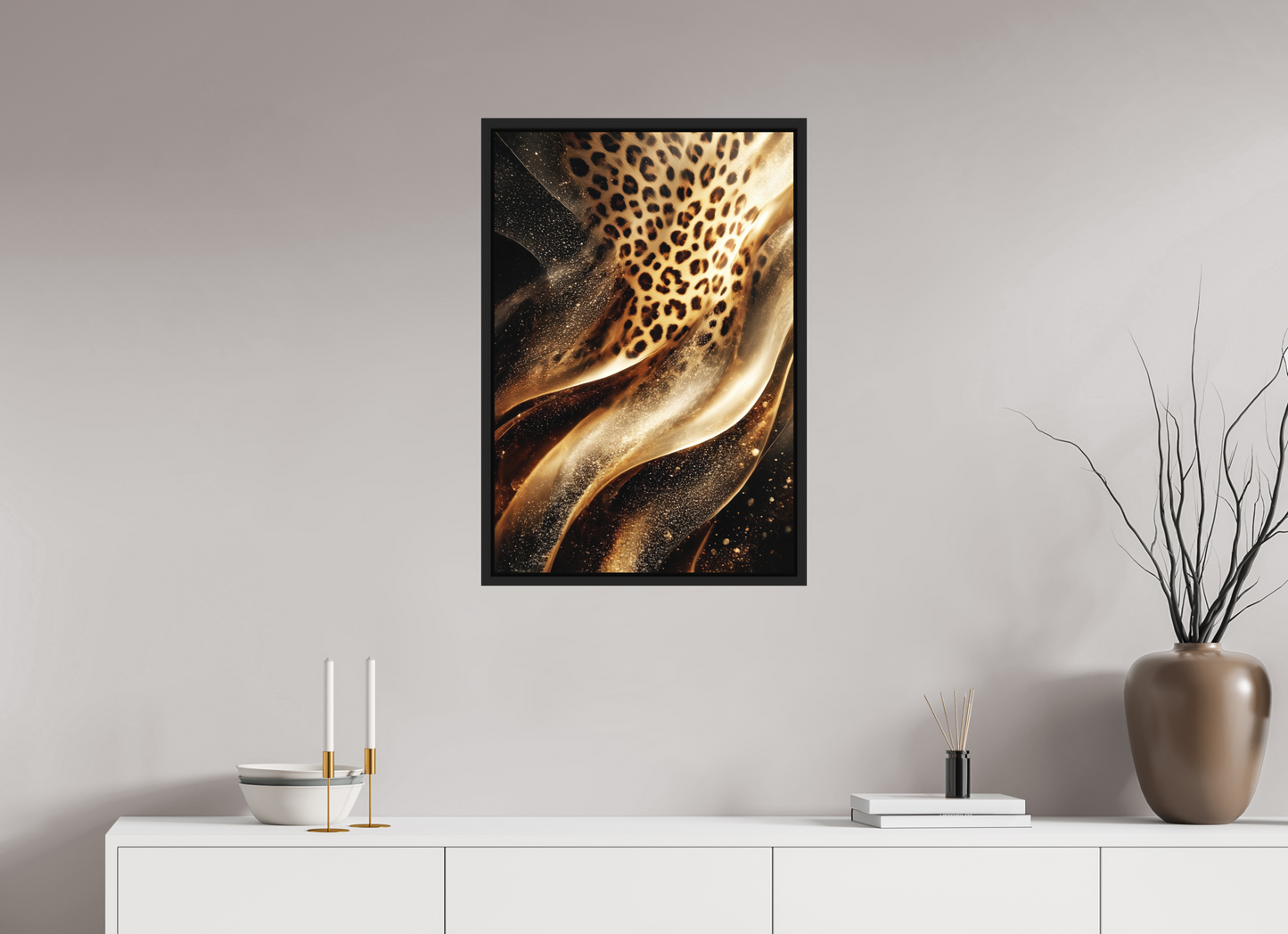 20 x 29.5″, Photo Print on Aluminum Backing with boarder Leopard Swirl