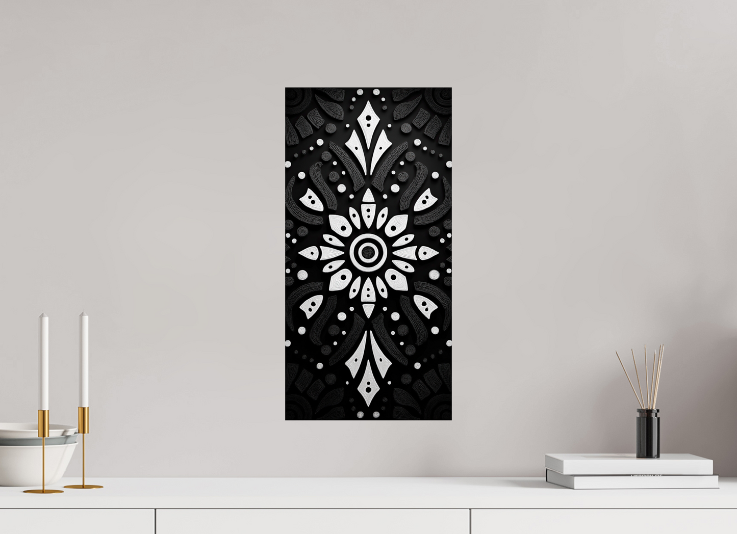 10 x 20″, Fine Art Print On Aluminum Dibond Black & White Tribal 3