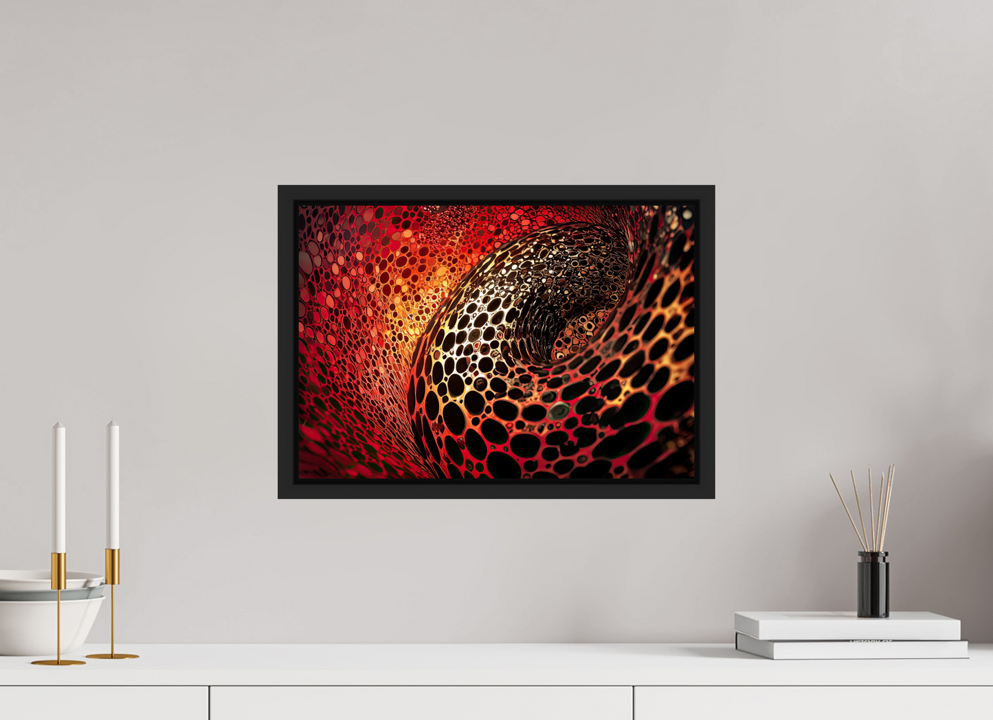 17.4 x 12″, Fine Art Print on Aluminum Dibond with Boarder Red Leopard