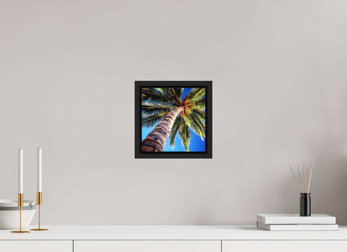 8 x 8″, Photo Print on Aluminum Backing with boarder Palm Tree