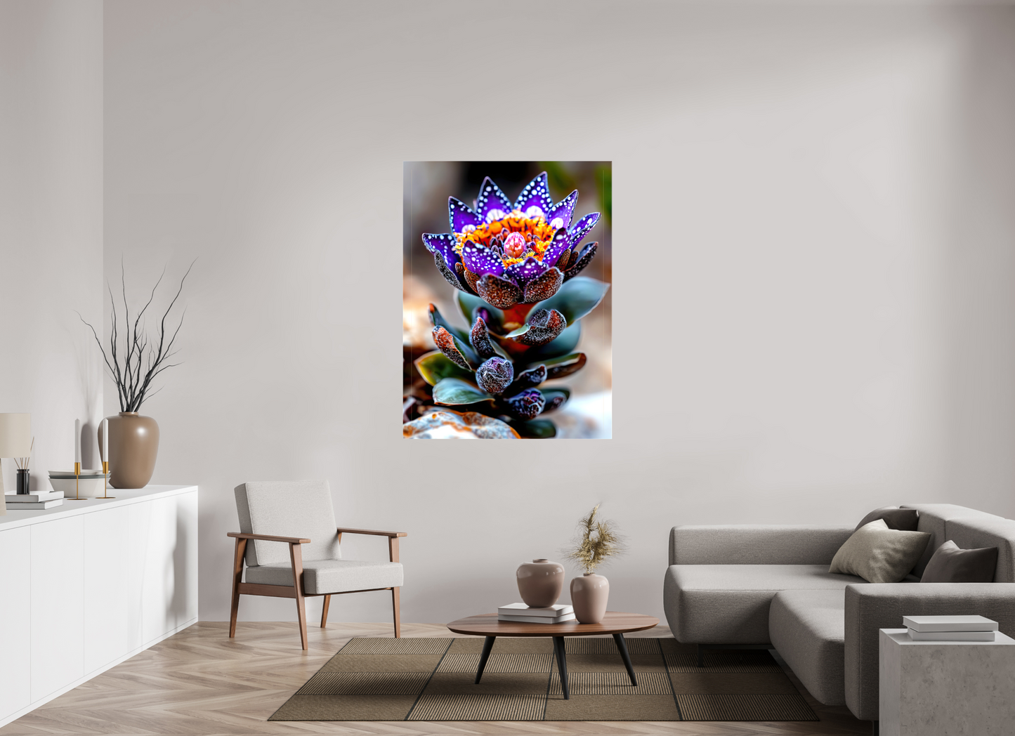 42 x 56″, Glossy Canvas Caterpillar Flower