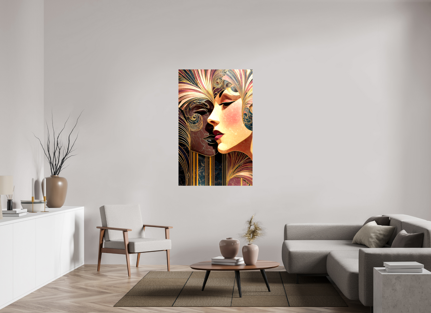 35 x 55.1″, Glossy Canvas Art Deco Women