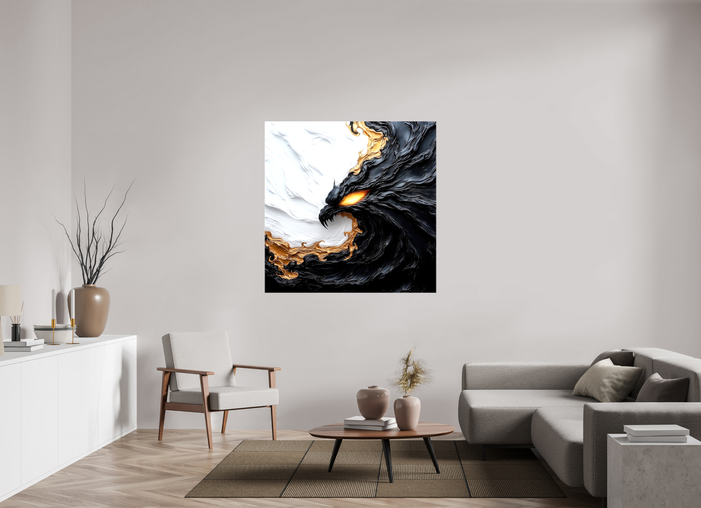 50 x 50″, Glossy Canvas Yin Yang Bird