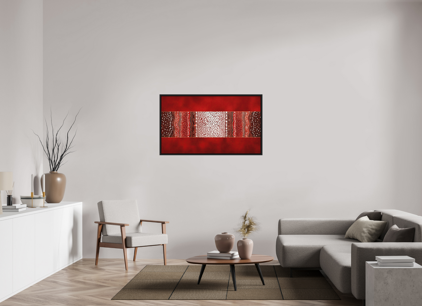 48.5 x 28″, Photo Print on Aluminum Backing with boarder Red Layers 1