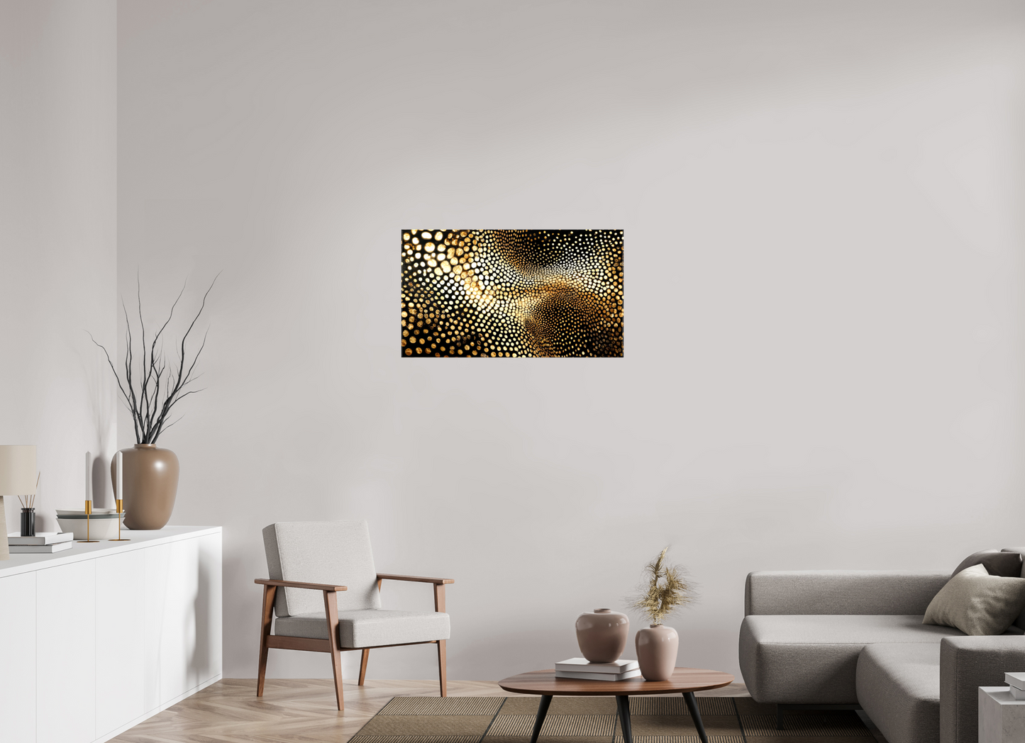 35 x 20″, Glossy Canvas Gold Dot Wave