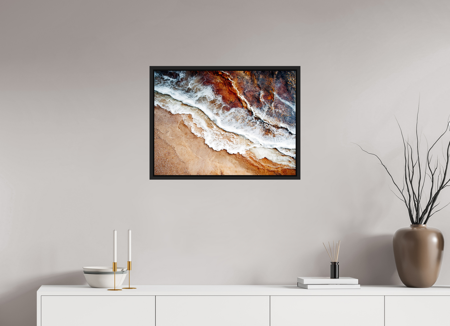 27.1 x 20″, Fine Art Print on Aluminum Dibond with Boarder Desert Water