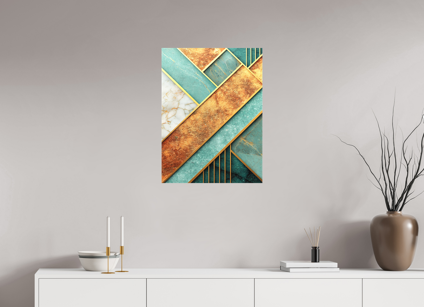 20 x 27″, Textile on Canvas Art Deco Atlantis