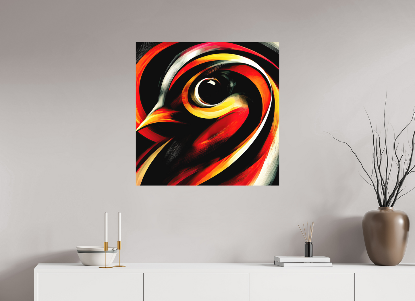 30 x 30″, Photo Print on Aluminum Backing Abstract Bird