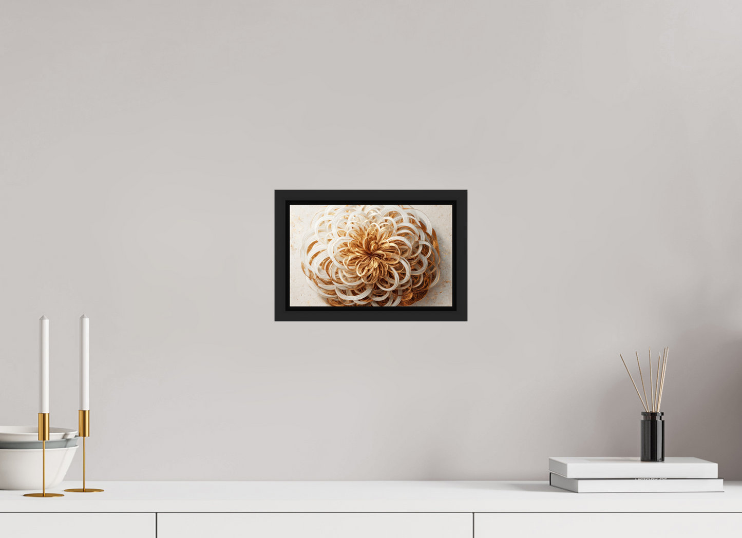 9.6 x 6″, Fine Art Print on Aluminum Dibond with Boarder Abstract Gold Flower