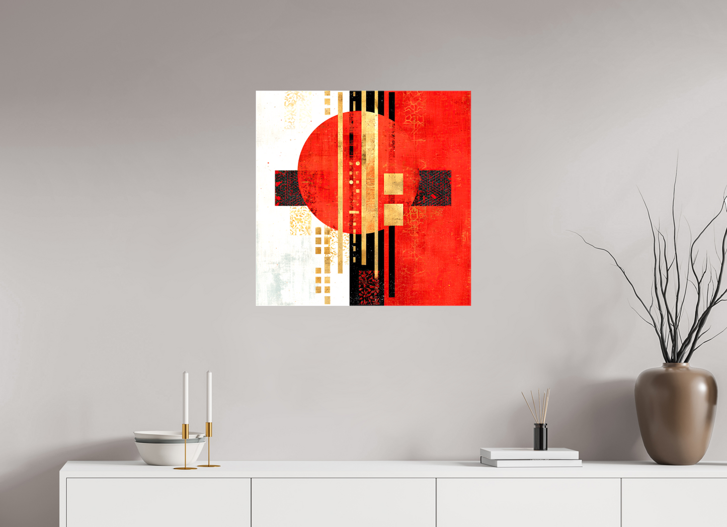 25 x 25″, Glossy Canvas Abstract Rising Sun