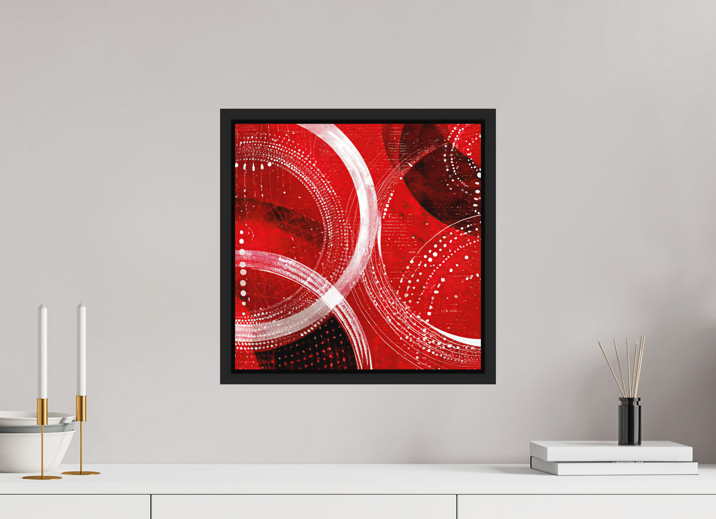 15 x 15″, Photo Print on Aluminum Backing with boarder Red & White