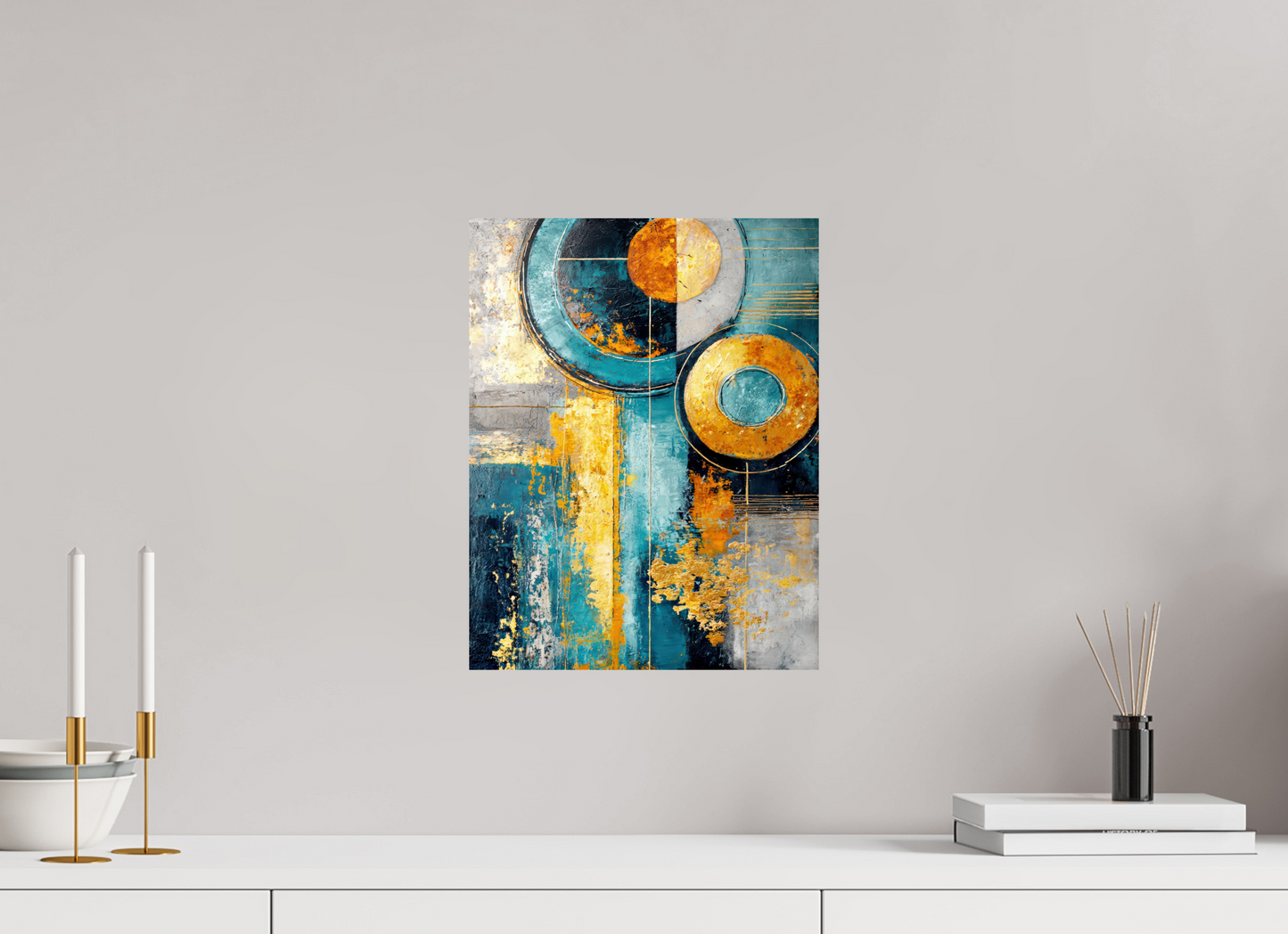 12 x 15.5″, Fine Art Print On Aluminum Dibond Abstract Gold Paint 3