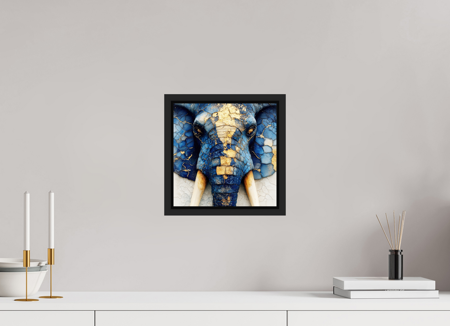 10 x 10″, Fine Art Print on Aluminum Dibond with Boarder Elephant