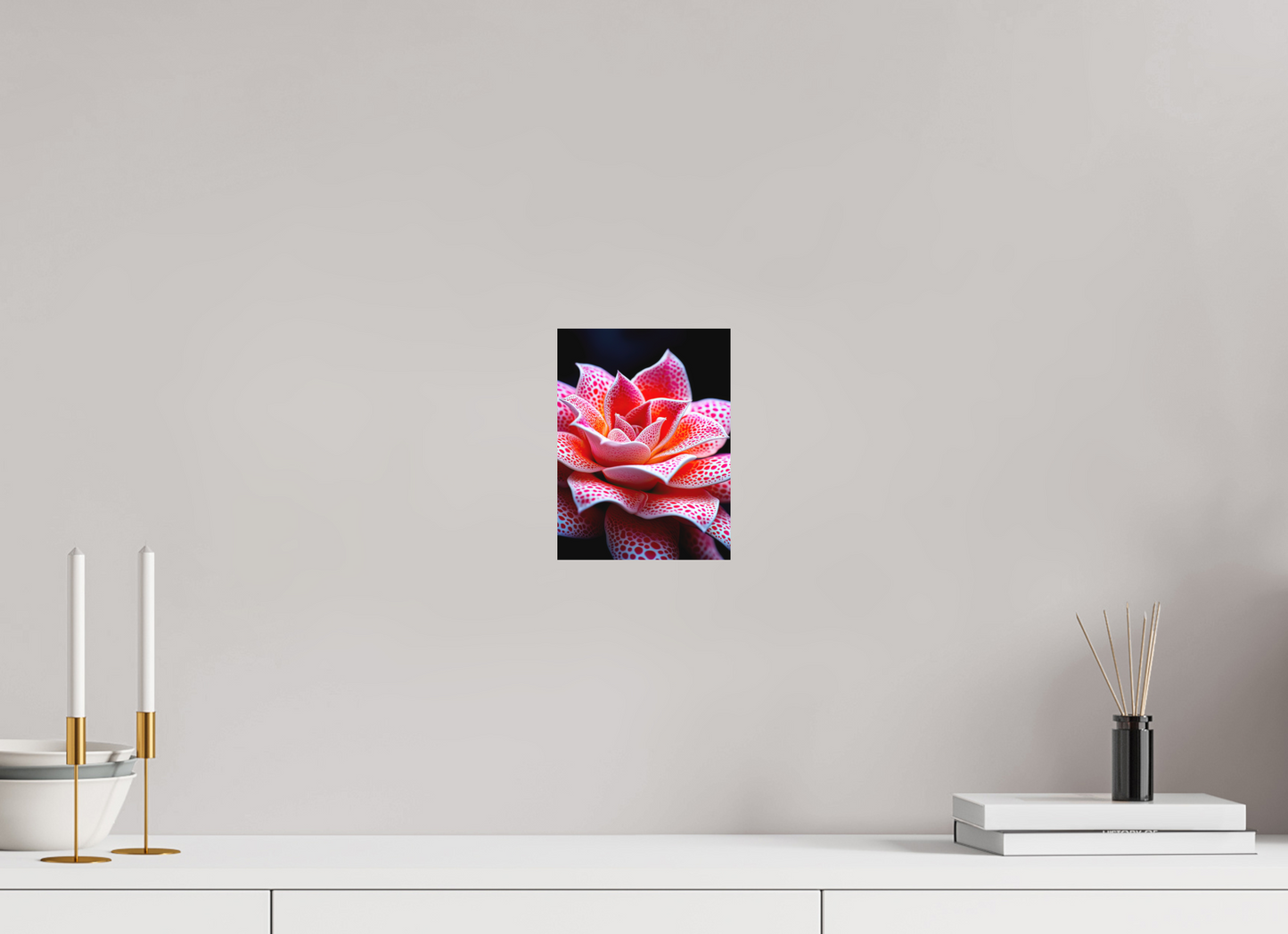 6 x 8″, Photo Print on Aluminum Backing Red Dot Flower