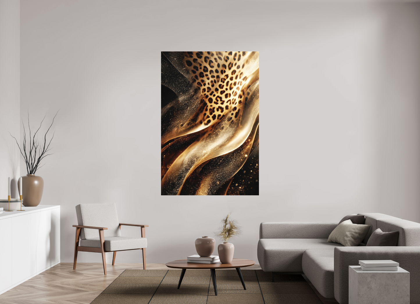 47 x 69.3″, Photo Print on Aluminum Backing Leopard Swirl