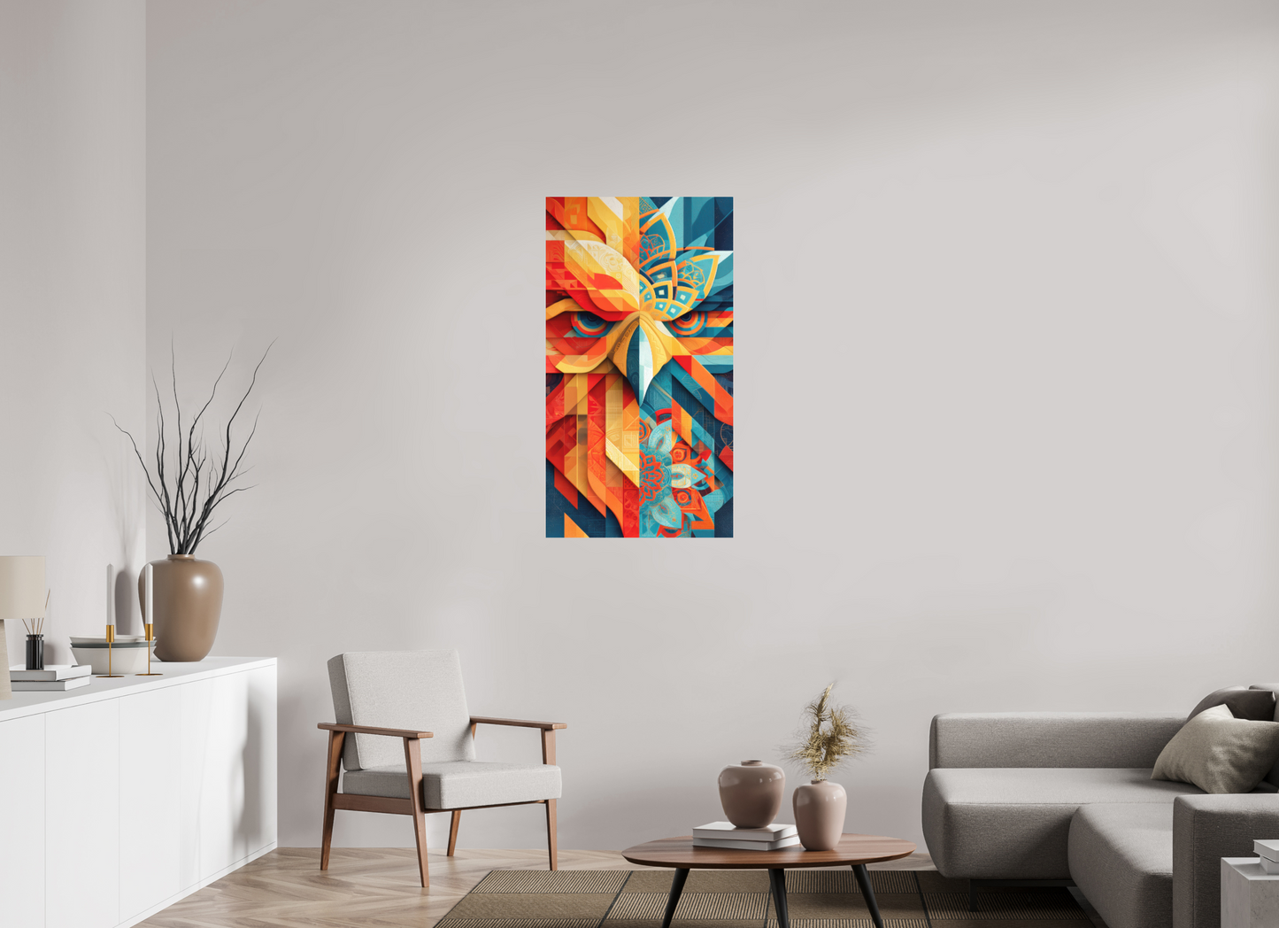 24 x 43.7″, Photo Print on Aluminum Backing Abstract Warm & Cold Eagle