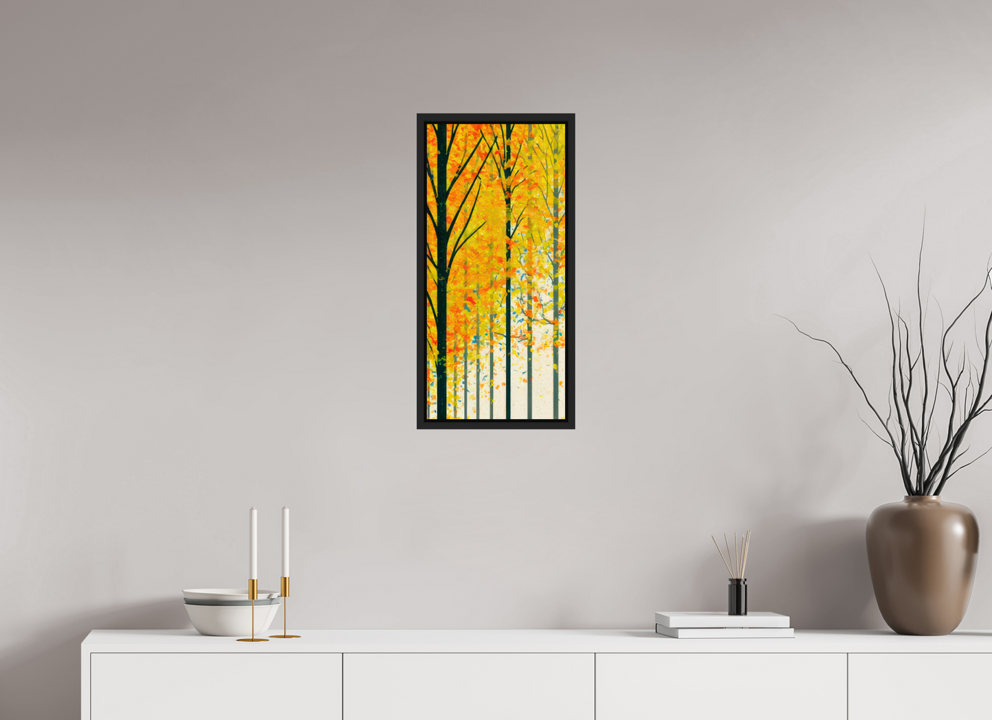 12 x 25.6″, Fine Art Print on Aluminum Dibond with Boarder Autumn Trees