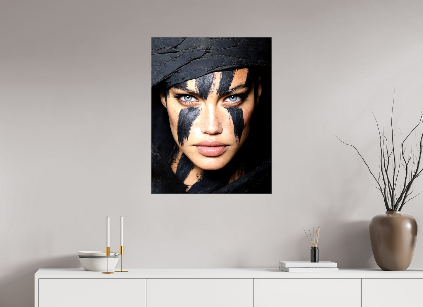 24 x 31.3″, Glossy Canvas Charcoal Woman