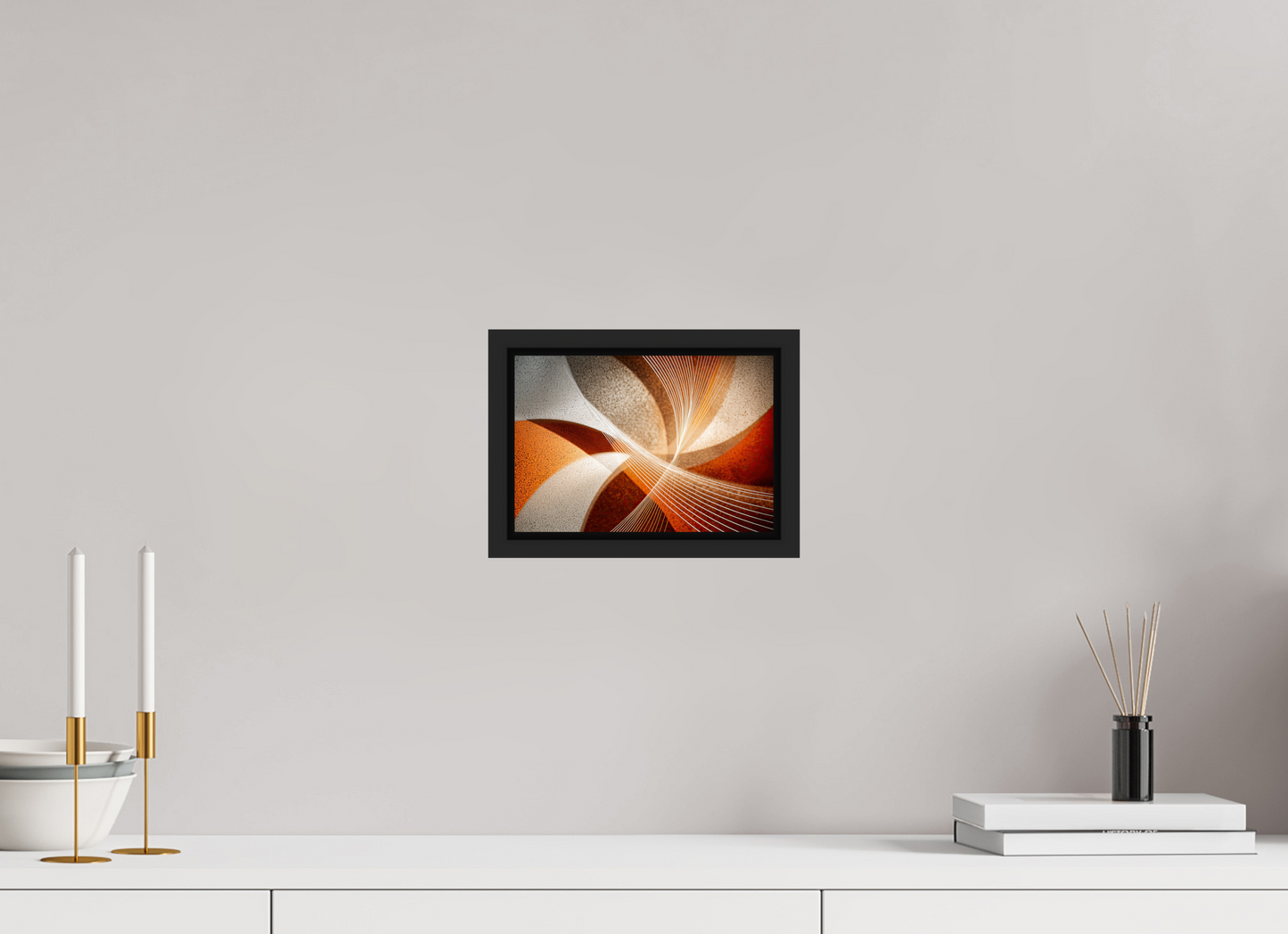 8.8 x 6″, Fine Art Print on Aluminum Dibond with Boarder Orange & White Swirl