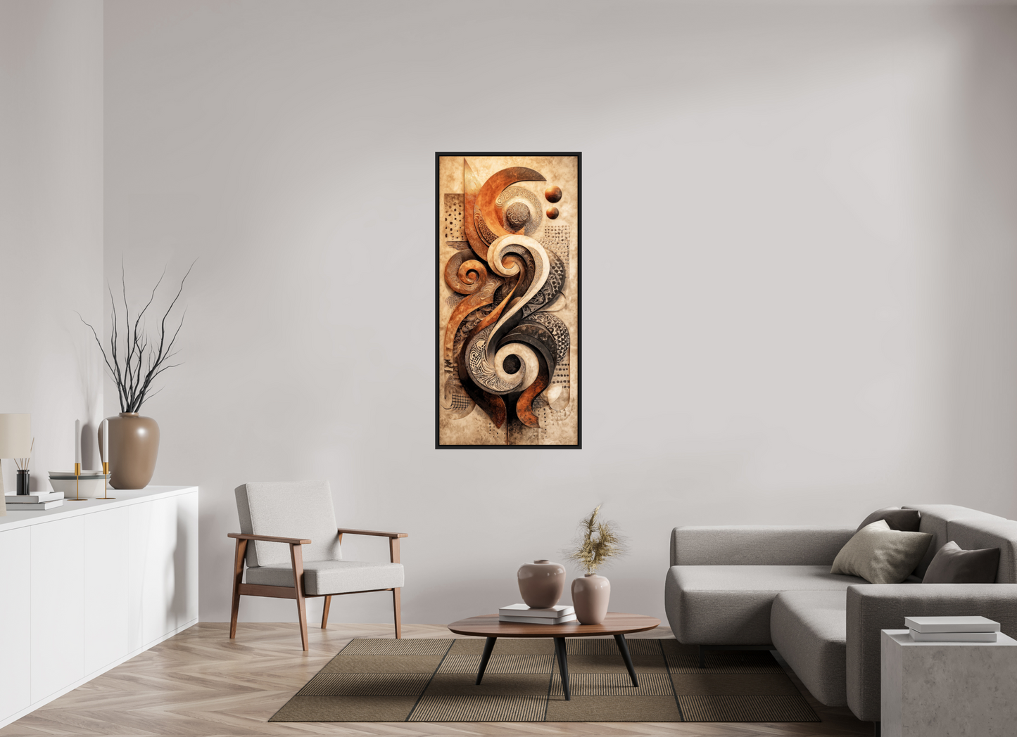 28 x 58.6″, Fine Art Print on Aluminum Dibond with Boarder Abstract Shapes 2