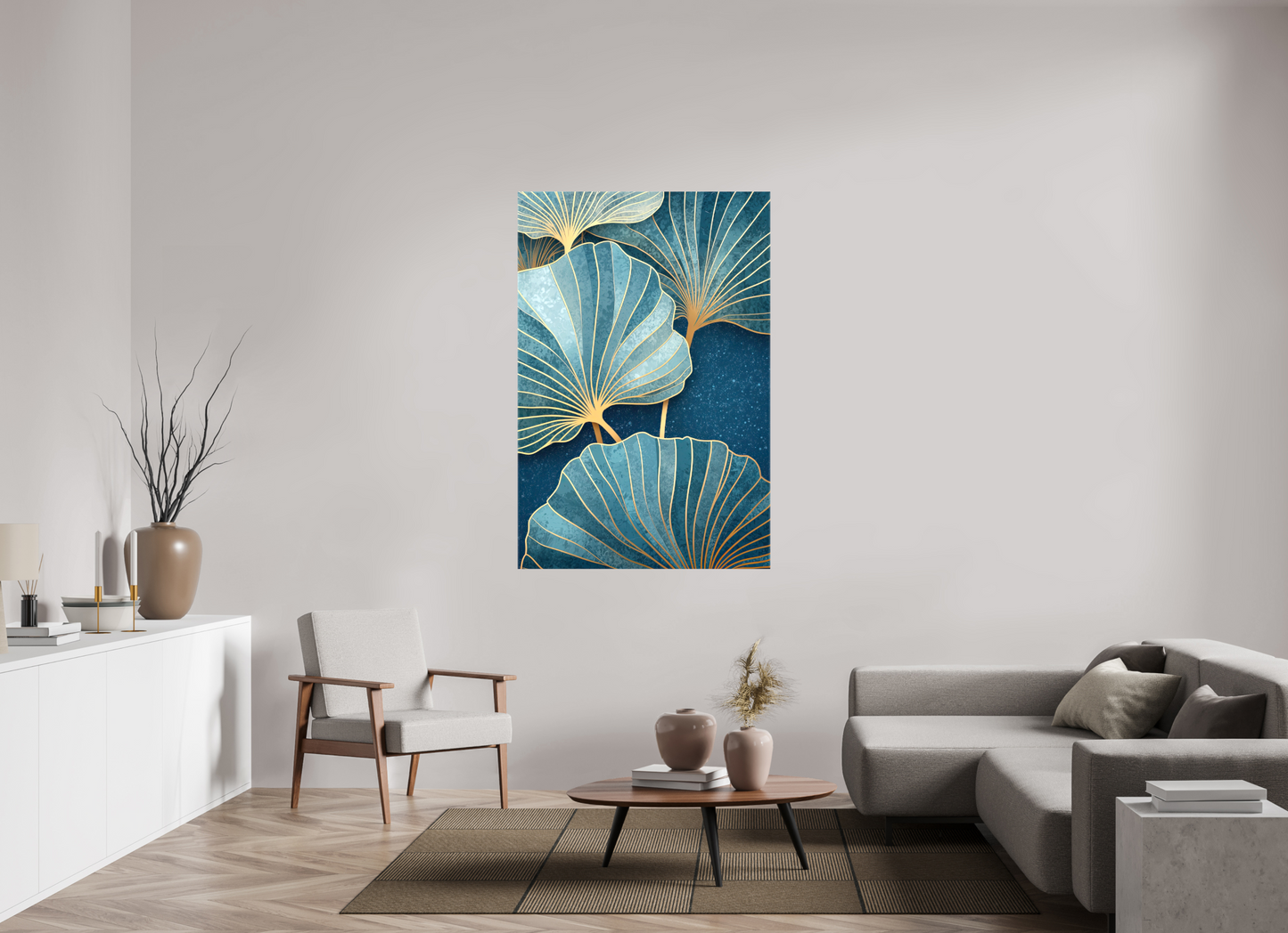 40 x 60″, Glossy Canvas Art Deco Flowers 2