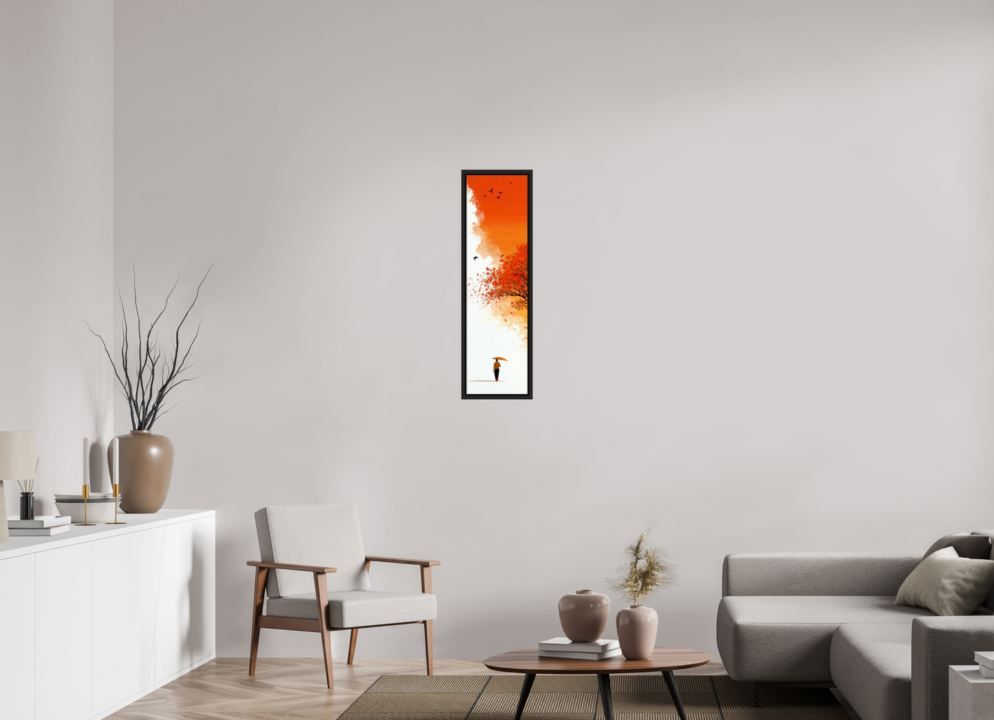 10 x 36″, Fine Art Print on Aluminum Dibond with Boarder Autumn Walk
